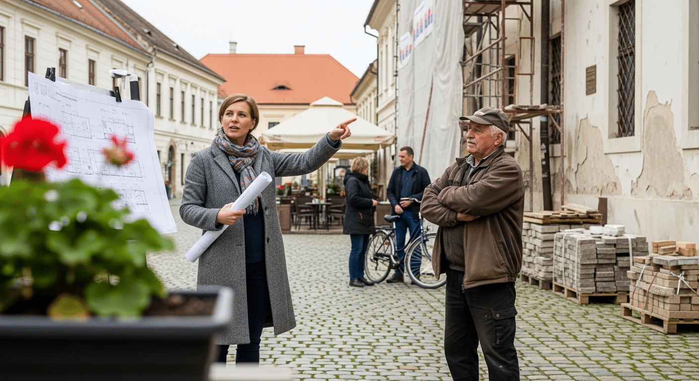 Köztéri bemutató: komplex városfejlesztési elképzelések, városépítész és helyi mester